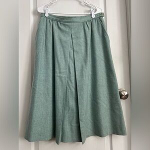 VTG Pendleton Midi Skirt Sz 18 Aqua Green 100% Wool Lined Old Money Quiet Luxury